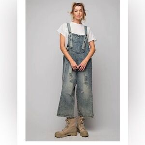 Easel denim jumpsuit romper size large